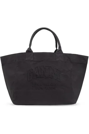 Ganni Logo-embroidered cotton tote bag