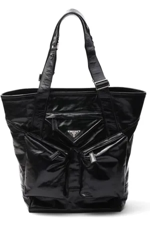 Prada Triangle-logo leather tote bag