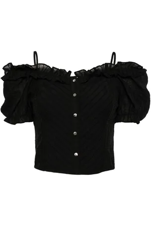 tout a coup Ruffle-detail smocked crop top