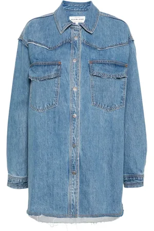 SLVRLAKE Western raw-cut denim overshirt