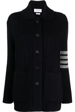 Thom Browne Spread-collar cable-knit cardigan