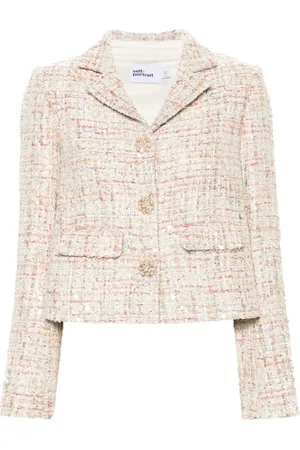 Self-Portrait Sequin-embellished tweed jacket