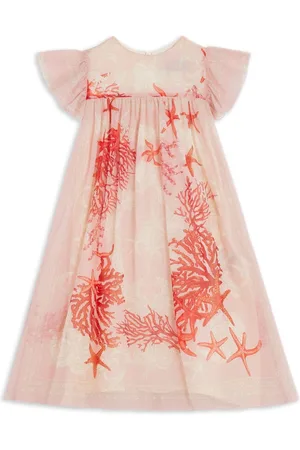 VERSACE Coral starfish print flared dress