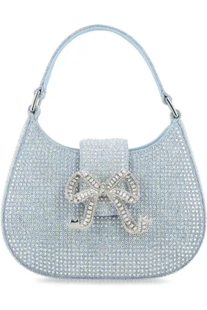 Self-Portrait Rhinestone Denim Cresct bag