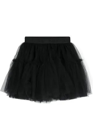 MONNALISA Logo-waistband tulle skirt