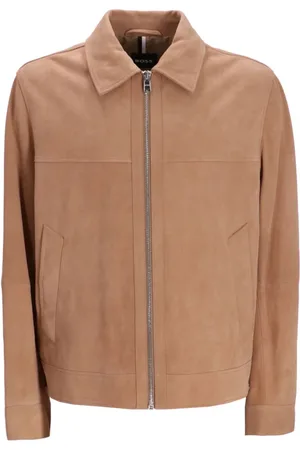 HUGO BOSS Zip-fastening suede shirt jacket