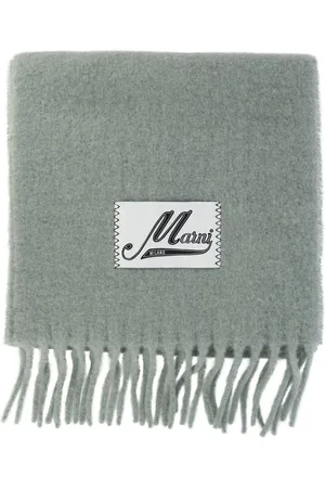 Marni Logo-appliqué fringed scarf