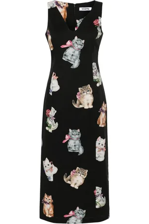 VIVETTA Cats-print midi dress