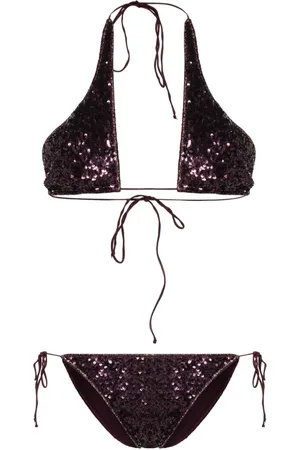 Oseree Paillettes Crossed sequin-embellished bikini set