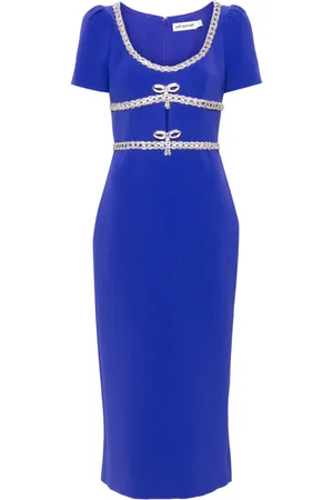 Self-Portrait Crystal-embellished bow midi dress