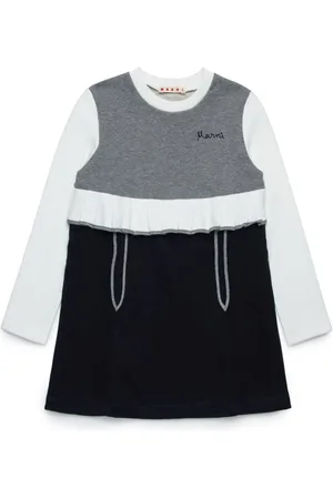 Marni Long-sleeved patchwork cotton dress