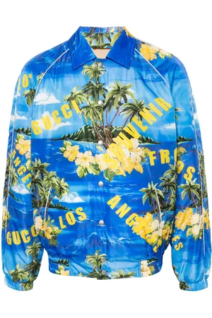 Gucci Tropical-print padded bomber jacket