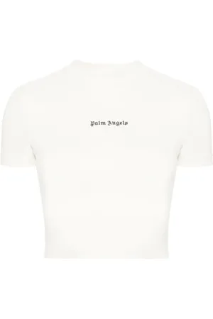 Palm Angels Logo-embroidered cropped T-shirt