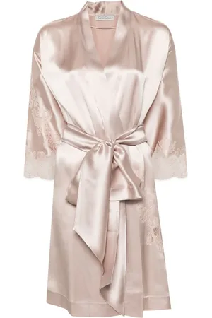 CARINE GILSON Calais-Caudry lace-trim silk robe