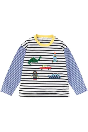 Familiar Stripe-pattern cotton T-shirt