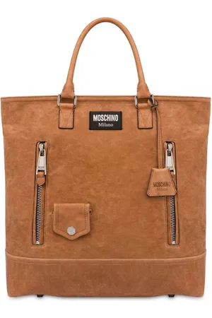 Moschino Logo-appliqué suede tote bag