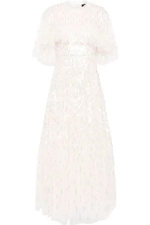 Needle & Thread Sequin-embellished cape gown