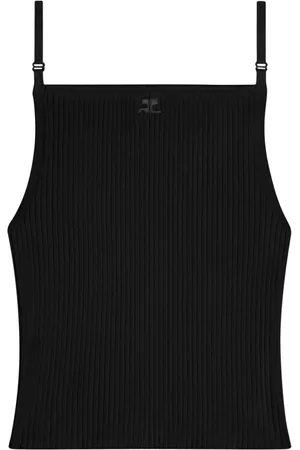 Courrèges Logo-embroidered ribbed tank top