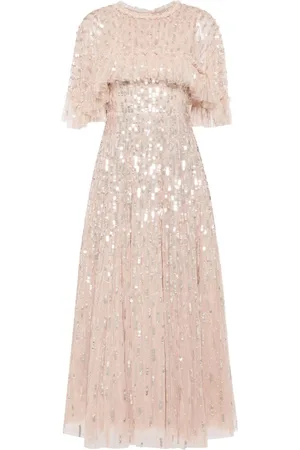 Needle & Thread Sequin-embellished cape gown