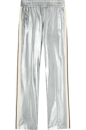 Palm Angels Metallic-finish leather trousers