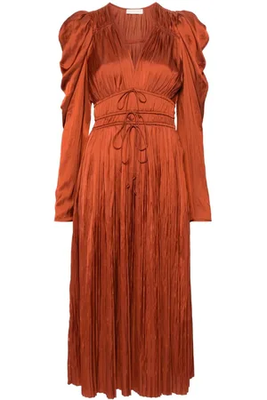 ULLA JOHNSON Lelou plissé midi dress