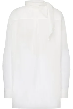 Serafini Pussy-bow collar poplin blouse