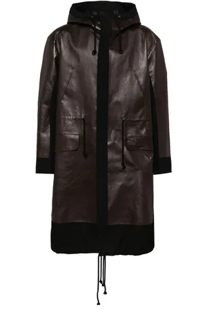 UNDERCOVER Hooded leather rain coat