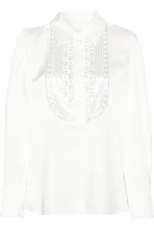Self-Portrait Satin sequin-embellished shirt