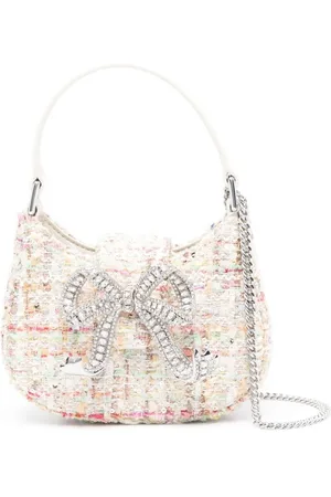 Self-Portrait Crystal-bow tweed mini bag