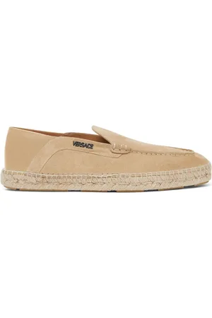 VERSACE Logo-lettering suede espadrilles