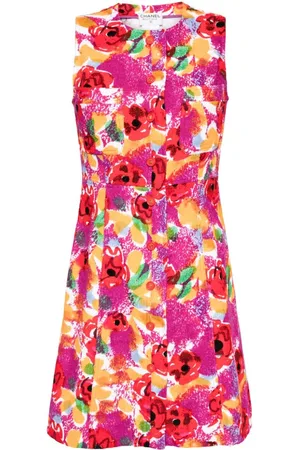 CHANEL 1997 floral-print cotton minidress