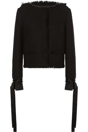 Alberta Ferretti Strap-detail frayed-edge jacket