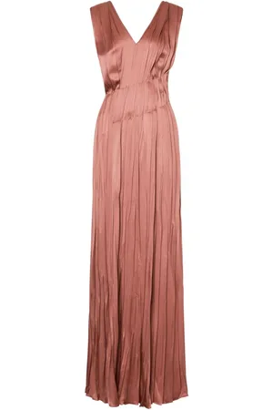 Alberta Ferretti Plissé satin maxi dress