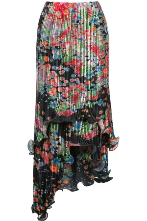 Givenchy Floral-print plissé asymmetric skirt