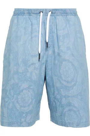 VERSACE Patterned-jacquard chambray shorts