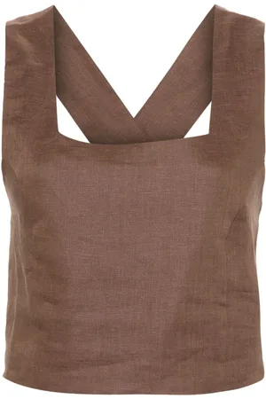 ASCENO Cozumel linen cropped top