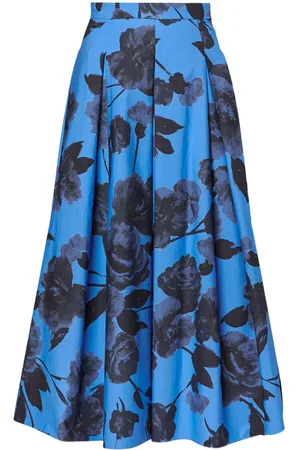 Erdem Floral-print pleated poplin skirt