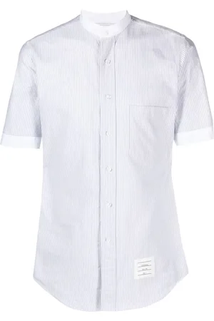Thom Browne Logo-appliqué striped cotton shirt