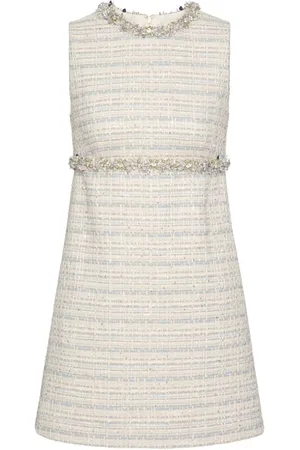 VALENTINO GARAVANI Crystal-embellished tweed minidress