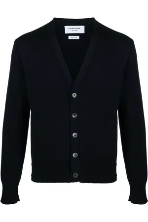 Thom Browne Grosgrain-tabs cotton cardigan