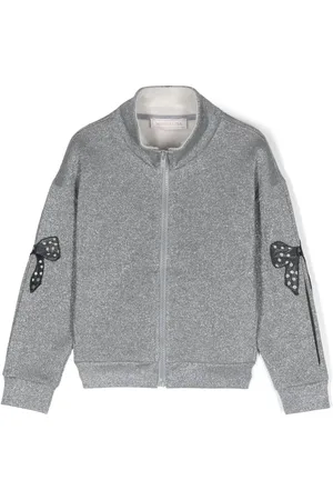 MONNALISA Lurex zip-up sweatshirt