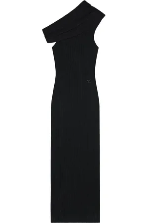 Courrèges Assymetric ribbed-knit long dress