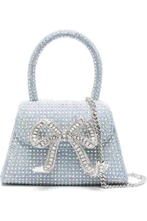 Self-Portrait Mini denim rhinestone-embellished tote bag