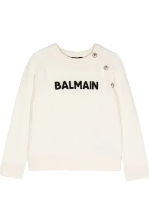 Balmain Jacquard-logo knitted jumper
