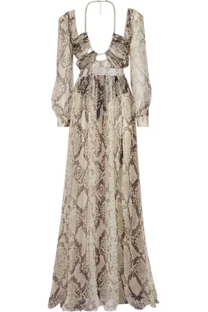 Philipp Plein Snakeskin-print silk maxi dress