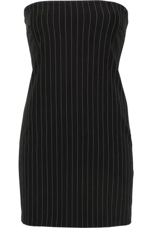 Patrizia Pepe Wide-neck pinstriped minidress