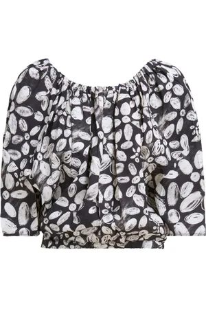 Marni Floral-print pleated cropped blouse
