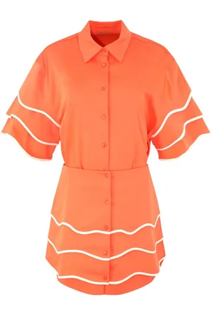 ALEXIS Solan scallop-trim shirt dress