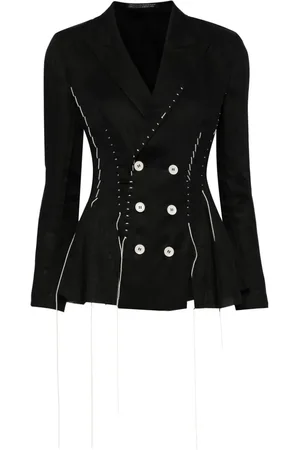 YOHJI YAMAMOTO Contrast-stitch linen blazer