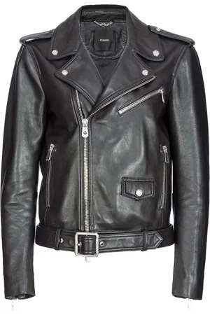 Pinko Belted leather biker jacket